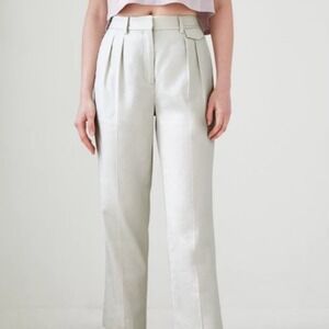 Babaton Aritzia Slater Pant 8 Matte Pearl High Rise Linen TENCEL Trouser NWT